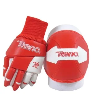Kit Reno iniciación guantes y rodilleras Alevín (Rojo-Blanco)